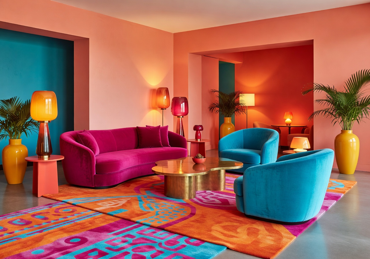 India Mahdavi colorful luxury hotel interior